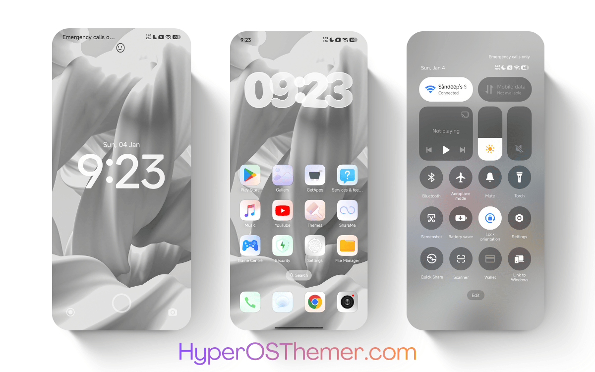 White Flowing V1 HyperOS Theme