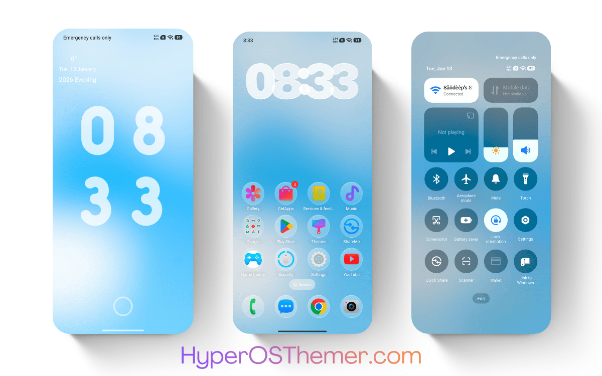 Glass 8V HyperOS Theme