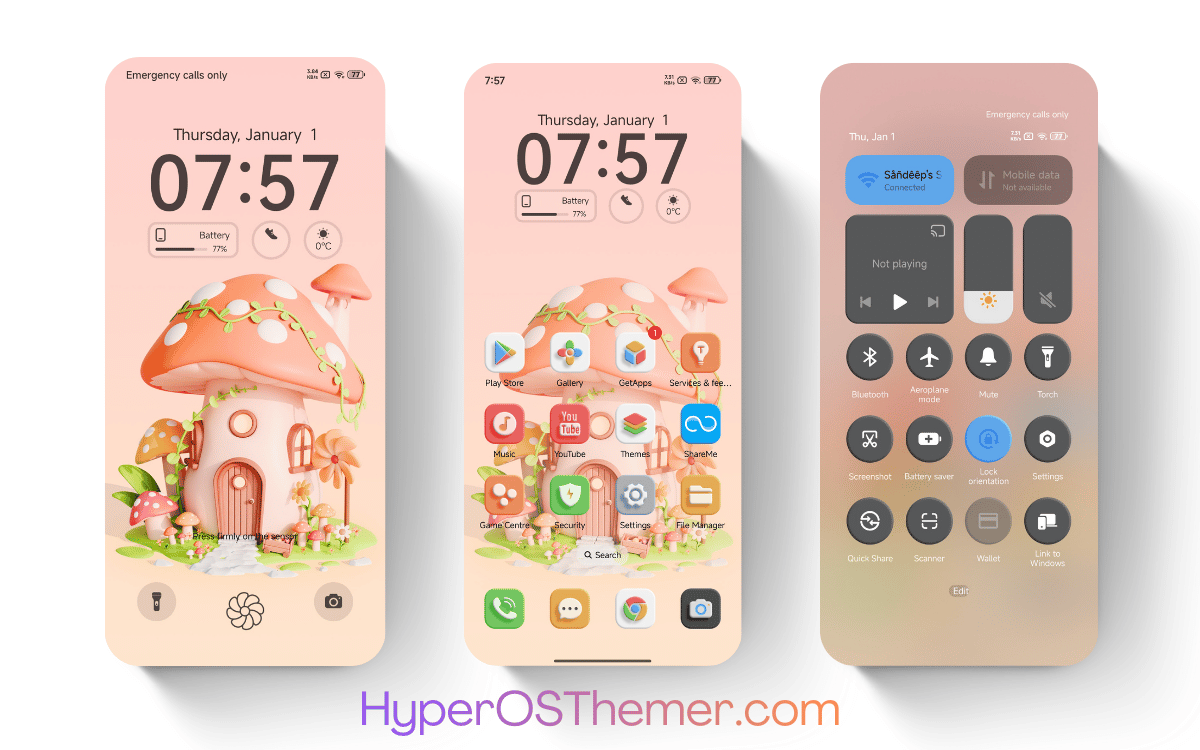 Mushroom house HyperOS Theme