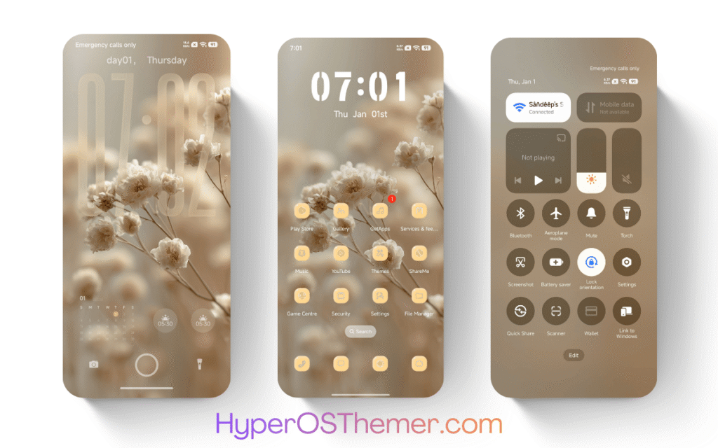 Glass Flower HyperOS Theme