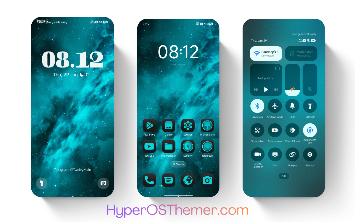 Turquoise Universe HyperOS Theme